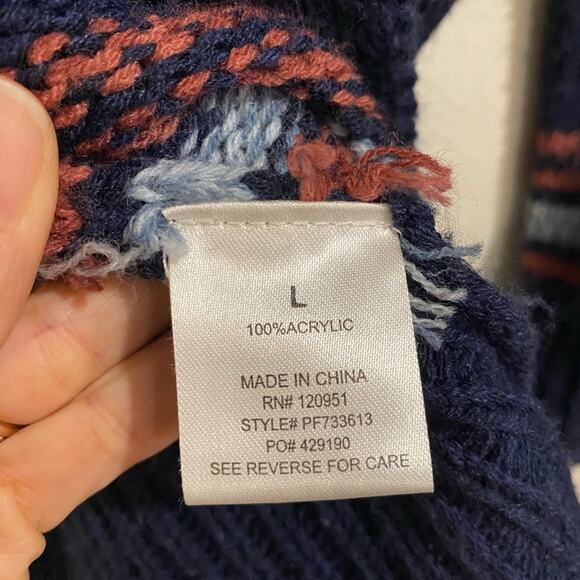 Pink Rose Blue Navajo Open Front Cardigan Sz L - Picture 6 of 11